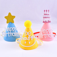 Cake Topper Alles Gute zum Geburtstag Hut mit Flower Cake Topper Topper für Geburtstags feier Kuchen Dekorieren Lieferungen