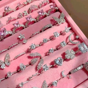 เครื่องประดับเงินสเตอร์ลิงวินเทจแหวนไขว้แหวนเชอร์รี่ aritos anillo ซิลเวอร์สัญญาว่าจะดีไซน์หรูหราสำหรับเด็กผู้หญิง - Product Image 1