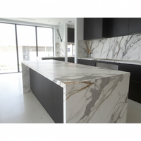 Comptoir de cuisine en marbre Calacatta gris doré sans silice, découpé sur mesure, directement de l'usine chinoise, en porcelaine et pierre de quartz