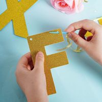 Lettres de bannière à paillettes dorées personnalisables pour les célébrations festives-Décorations suspendues pour la douche de bébé de Noël Diwali