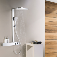 Ensemble de douche thermostatique moderne 620 mm chromé à double poignée avec jet de pluie, équipement de salle de bain en cuivre pour appartements