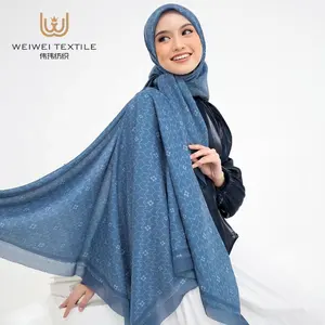 Wholesale Manufacture Printed Flower Laser Cutting Kids Women Cotton Voile Musulman Hijabs Muslim Women Ethnic Scarves