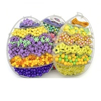 Kit de perles DIY en forme d'œuf de Pâques, ensemble de perles colorées en forme de poney avec fil pour la fabrication de bracelets et de bijoux pour enfants, cadeau artisanal