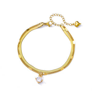 Pulsera de tobillo de acero inoxidable chapada en oro con cadena de serpiente y colgante de cruz para pies - Product Image 6