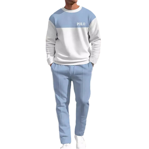 2024 nouveaux hommes sportif à manches longues à capuche ensemble personnalisé en gros décontracté impression automne Patchwork tricoté tissage vêtements pour hommes - Product Image 4