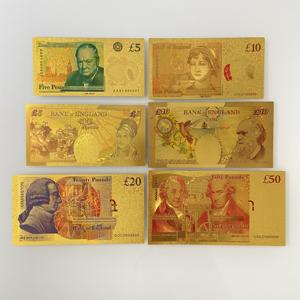 Banconota Decorativa da 10 Sterline UK in Foglia <span class=keywords><strong>d</strong></span>'<span class=keywords><strong>Oro</strong></span> 24K, Denaro Finto Placcato <span class=keywords><strong>Oro</strong></span> in Plastica - Product Image 3
