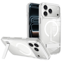 Funda Magnética Transparente para Teléfono con Soporte Oculto, Lente Metálica Antiamarilla, Protección Antigolpes para iPhone 18 Pro Max 17