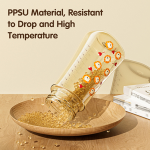 PPSU 300ml Clear Anti-Colic Botella de leche infantil BPA Free Botella de alimentación para recién nacidos Patrón animal Alta calidad Seguro Cómodo para - Product Image 6