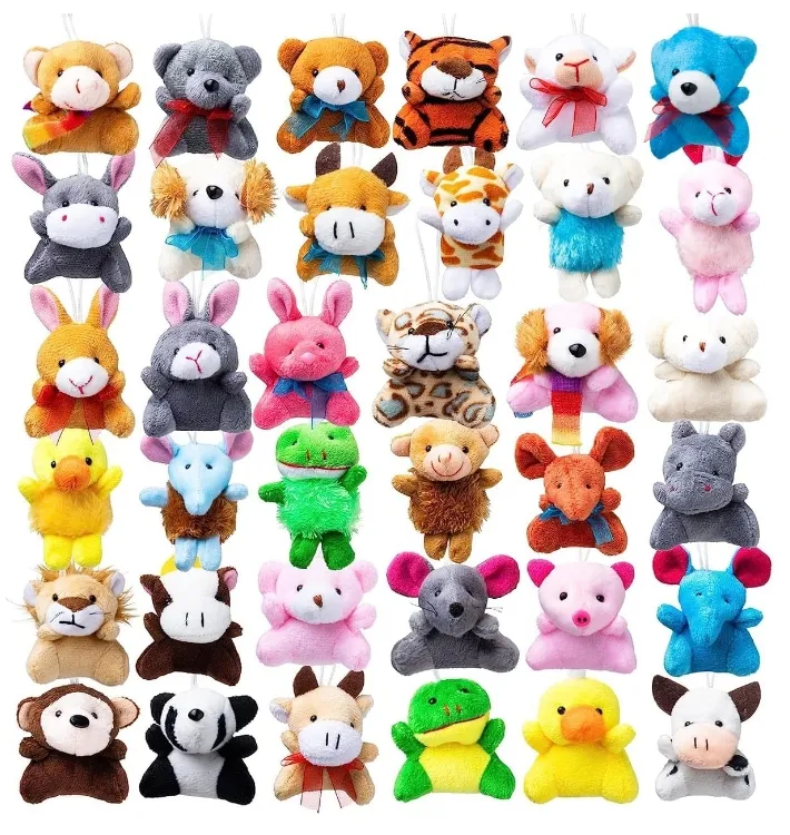 Gran oferta Mini juego de juguetes de animales de peluche Mini llavero de animales mochila colgante pequeño Animal de peluche a granel niños niñas