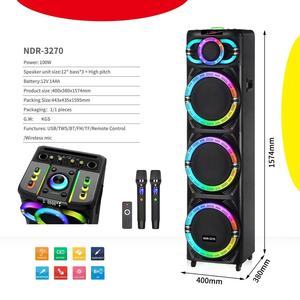 <span class=keywords><strong>Altavoz</strong></span> NDR-3270 de Alta Potencia (100W) <span class=keywords><strong>con</strong></span> Triple Woofer de 12 Pulgadas, Iluminación LED RGB Inalámbrica y Micrófono para Karaoke y Fiestas - Product Image 2