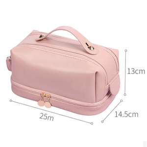 Bolsa de maquillaje cosmético de cuero PU personalizada, bolsa de almacenamiento de cosméticos, neceser de <span class=keywords><strong>viaje</strong></span> impermeable, bolsas de maquillaje - Product Image 6