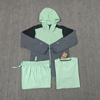 Ensemble 3 pièces à séchage rapide, sweat à capuche coloré, t-shirt, style confortable pour la course, coupe-vent et protection solaire