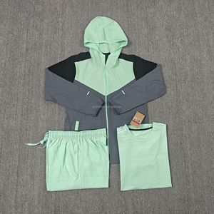 Set van 3 snel drogende kledingstukken, kleurrijke hoodie, T-shirt, comfortabel model voor hardlopen, zonnebeschermende windbreaker - Product Image 3