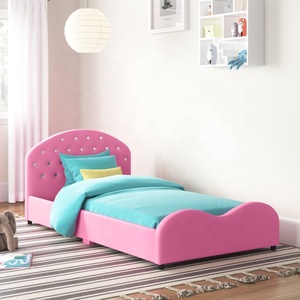 Fabriek Gratis Monster Houten Roze Schoonheid Kids 'Queen Size Pu Lederen Twin Platform Meisjes Jongens Gestoffeerde Bed - Product Image 1