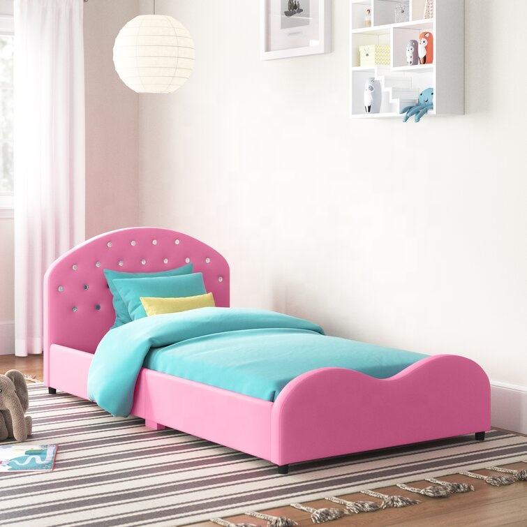 Best Selling Pink Single Beds Elegant Furniture for Girls' Rooms