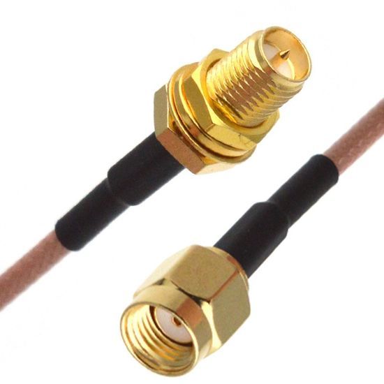 RG316 Copper Coaxial Cable with RP-SMA Male to Female Connectors 1m Length for Automotive Use