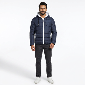 Blouson d'hiver matelassé personnalisé pour homme, haute qualité, en toile, col montant, imperméable, coupe-vent, respirant, style urbain tendance - Product Image 1