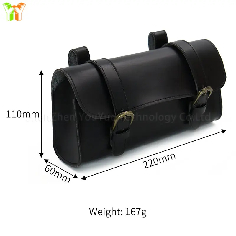 YY Pronto para Enviar Pu Couro Bicicleta Pendurado Bag Motorcycle Handlebar Bag com 2 Alças Ajustáveis