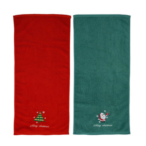 Toalla Navideña de 35x75cm, 100% Algodón, Bordada con Diseño de Feliz Navidad, Toalla Rectangular para la Cara, Regalo Navideño - Product Image 2