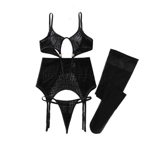 Set Lingerie Modellante da Donna in Rete Trasparente con Diamanti, 3 Pezzi con Calze Push-up, Nero <span class=keywords><strong>S</strong></span> <span class=keywords><strong>M</strong></span> L - Product Image 5