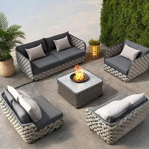 تصميم شمالي طاولة قهوة وكرسي من الألومنيوم مجموعة أرائك فخمة للفناء من الخيزران الهندي حبل منسوج أريكة حديقة الشركة المصنعة - Product Image 2