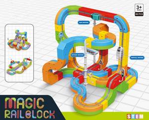 BS 2025 nuovo giocattolo educativo 99 pz Set di binari magici assemblati con auto elettrica - Product Image 2