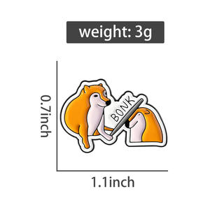 Broche de Perro Shiba Inu <span class=keywords><strong>BONK</strong></span> Beat Amarillo, Broches de Metal con Esmalte de Animales Lindos, Insignia de Solapa, Joyería Divertida, Regalo para Amigos - Product Image 6