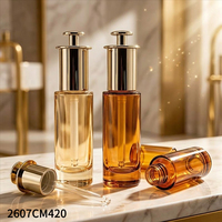 Flacon compte-gouttes en verre doré pour sérum, pompe de transfert, cosmétique, huile essentielle, vide, soin de la peau, portable, feuille d'argent dorée