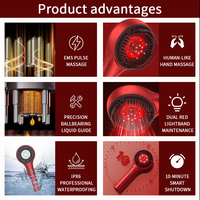 Brosse de massage du cuir chevelu électrique à lumière rouge 650nm, 3 couleurs, 3 vitesses, pétrissage EMS, pour la croissance des cheveux, vente en gros sur mesure