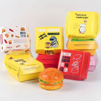 Boîte à hamburger en papier kraft de qualité supérieure, biodégradable, luxueuse, à usage unique, avec un emballage élégant et un gaufrage