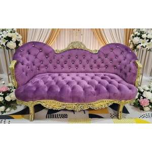 Canapé de salon pour événements, mariages et banquets, mobilier de mariage pour la mariée, chaises de location, mobilier de mariage doré poli sculpté, vente en gros - Product Image 1
