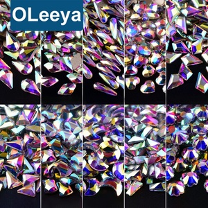 OLeeya Usine Vente en Gros K9 Qualité Verre 100pcs Formes Cristaux à Dos Plat Strass Non Hot Fix pour Nail Art Décoration - Product Image 1