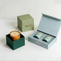 Paquete de 2 Cajas de Regalo Magnéticas para Velas con Logotipo Personalizado, Caja de Papel con Grabado en Relieve, con Insertos, Cajas de Embalaje para Velas