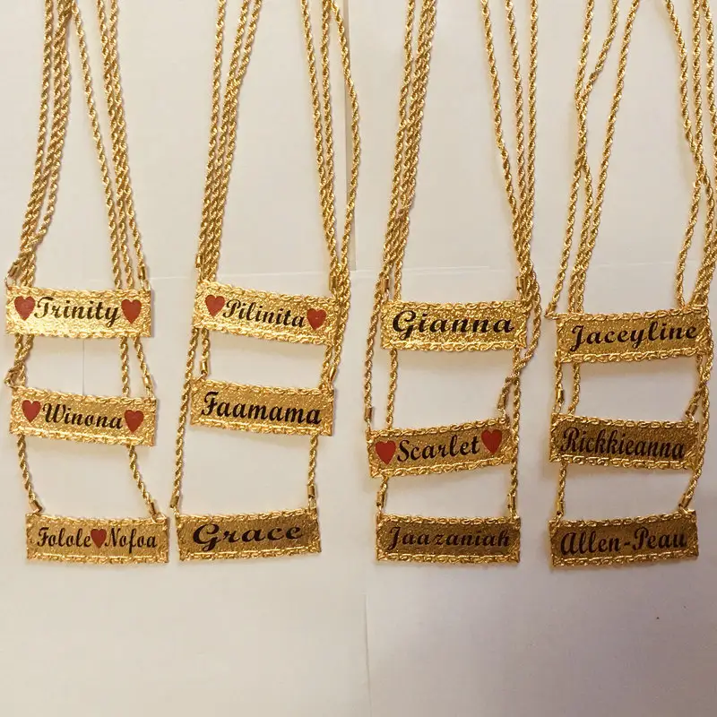 JX88 — collier avec plaque personnalisée en émail, chaîne en forme de cœur et de fleur, initiales verticales, bijoux en forme de cœur, hawaïenne, s5, vente en gros