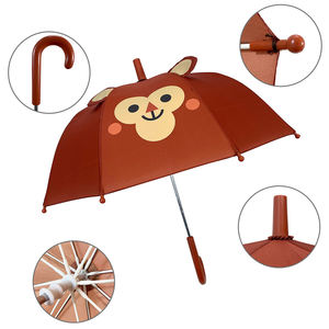 Ovida-Paraguas para niños a prueba de <span class=keywords><strong>viento</strong></span> en forma de cúpula nuevo material recto abierto manual patrón personalizado oreja 3D - Product Image 2