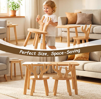 Table d'étude multifonctionnelle robuste en bois, ensemble table et chaises pour enfants, ensemble table et chaises en bois avec animaux