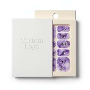 Autocollants pour ongles en gel de résine mince brillant effet marbre violet, motif papillon délicat, sans lampe UV, vente en gros, <span class=keywords><strong>manucure</strong></span> tendance - Product Image 1