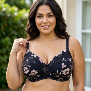<span class=keywords><strong>Reggiseno</strong></span> Push-Up <span class=keywords><strong>Senza</strong></span> <span class=keywords><strong>Ferretto</strong></span> Plus Size <span class=keywords><strong>con</strong></span> Stampa Floreale, <span class=keywords><strong>Imbottitura</strong></span> Sottile, Copertura Completa, Taglie 36-44 C D DD E, Lingerie Gotica per Donne - Product Image 1