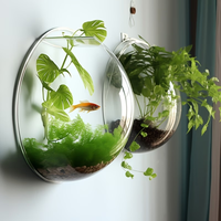Aquarium mural transparent en acrylique de forme ronde, idéal pour la décoration de la maison et du bureau, aquarium mural à bul