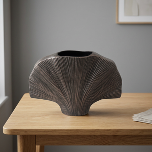 Jarrón de plumas de bronce moderno nórdico, decoración de mesa hecha a mano, 30.5 cm de largo, 23.5 cm de altura - Product Image 6