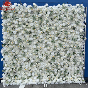 Décoration de mariage de luxe, fabrication artisanale, <span class=keywords><strong>vente</strong></span> en gros, panneau de fleurs en feuilles de rose blanche 3D 5D, toile de fond, fleurs artificielles en <span class=keywords><strong>soie</strong></span>, mur de fleurs à vendre - Product Image 1