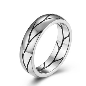 Anillo de Acero de Titanio para Hombre, Chapado en Oro, con Patrón de Planta, Texturizado, Joyería de Moda, Regalo - Product Image 5