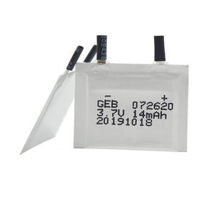 GEB Ultra thin 7mm 072620 small capacity 3.7V 14mAh rechargeable lithium polymer battery for electric business card - Product Image 2