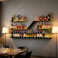 Porte-vin mural en fer industriel et bois de manguier, étagère de présentation de bouteilles, décoration moderne pour restaurant