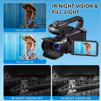 Caméscope Numérique 6K HD 64MP avec Zoom Numérique 18X, Caméra WIFI avec Télécommande Sans Fil à 360 Degrés