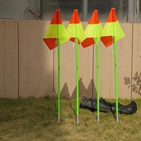 Poteaux de slalom portables pour l'entraînement au football et au basketball, en PVC et acier, avec drapeaux d'angle et piquets de sol amovibles pour l'extérieur
