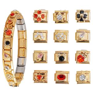 Modular Charm <b>Bracelet</b> Gold <b>Crystal</b> Rhinestone Unisex Fashion Jewelry Gift Accessory - Product Image 1