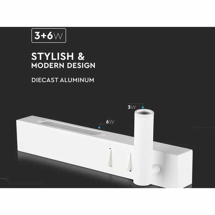 Bedside Reading Light with Dual Lighting 3+6W White Color 3000K Hotel Home SKU-211488 - Lighting /