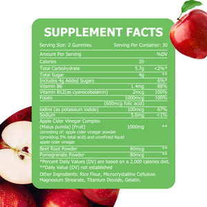 Permen Kunyah Cuka Apel Harga Grosir dengan <span class=keywords><strong>Vitamin</strong></span> dan Suplemen Folat untuk Pembakaran Lemak, Meningkatkan Energi, Permen Kunyah Penurun Berat Badan - Product Image 2