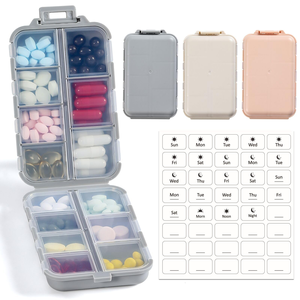 Magnetic <b>Pill</b> Organizer with Silicone Lid Compartments Custom Fliptop <b>Pill</b> <b>Case</b> Pocket Medicine Vitamin Storage Box - Product Image 1